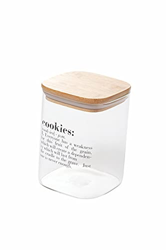 Villa d’Este Home Tivoli Victionary Cookies Glass Jar with Bamboo Lid 1L, Wood, Capacità: 1 l Misure: l. 10 x p. 10 x h. 14,5 cm