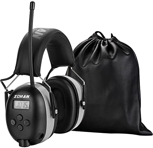 ZOHAN 042 Gehörschutz mit Radio, MP3 FM/AM Ohrenschützer für Industrie, Geräuschunterdrückungs Musik Kapselgehörschutz für Jäten & Lärmintensive Freizeitaktivitäten, SNR 30dB, NRR 25dB, Grau