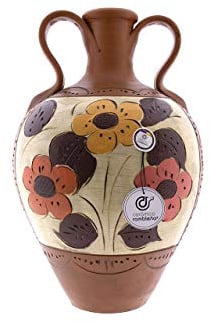 CERÁMICA RAMBLEÑA | Cántaro de Barro Tradicional | Cántaro de Barro asa Doble - Modelo D01 de La Rambla (Córdoba) | 100% Hecho a Mano | Eco | 19x19x32 cm