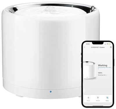 PETKIT EVERSWEET 3 PRO Cat Water Fountain, APP Control with Wireless Pump, 1.8L Pet Cat Water Fountain for Drinking, 25dB Ultra Quiet, 3 Working Mode, Smart LED Light, Filter Included