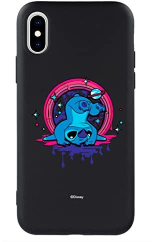 iPhone X Case - iPhone XS Premium Official Lilo & Stitch Stitch Black Background Ultra Soft to Protect Your Mobile Phone Case Liquid Silicone iPhone with Official Licensed Disney