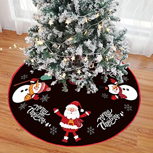 Mateju Weihnachtsbaum Rock Weihnachtsbaumdecke Rund Decke Groß Christbaumdecke Christbaumständer Teppich Baumdecke Weihnachtsbaum Deko für Weihnachten Neujahr Party (36inch,Schwarz)