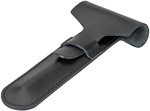 MERKUR Lederhülle Schwarz 5002 | Rasierzubehör | Ideal für Nassrasur | Rindleder | Made in Germany