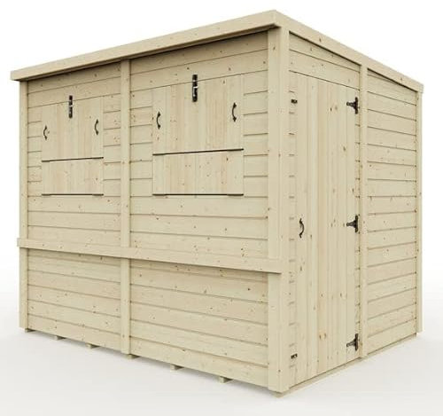 Everest Party Bar Shed with Pent Roof, Door and Hatches - 8ft x 6ft | Untreated, High Grade Scandinavian Redwood Smooth Planed Timber, 12mm Thickness, 32mm Framework