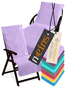 npluseins Schonbezug für Gartenliege oder Gartenstuhl - Frottee 1593.2317, Liege 70 x 200 cm, Flieder