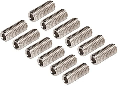 Saddle Height Adjustment Screw Set, 12Pcs Guitar Bridge Saddle Height Adjustment Screws Rustproof Guitar Saddle Height Screws Electric Guitar Bridge Parts Accessories (Silver)