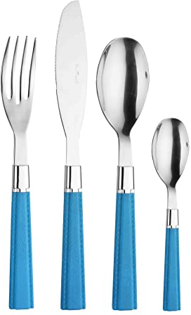 Pintinox Set 24 Posate Velluto colore Azzurro, scatola regalo
