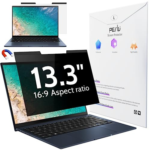 Peslv Magnetic Laptop Privacy Screen 13.3 Inch for 16:9 Computer Monitor, 13 Removable Anti Glare Protector Blue Light Filter Shield Compatible with Lenovo Hp Dell Acer Asus Thinkpad Envy Xps