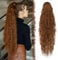 FESHFEN Lange Zopf Pferdeschwanz Haarextension mit kordelzug Lang Wellig Lockig Synthetik Haarverlängerung Natürliches Clip in Haarteil Ponytail Kunsthaar Braun Haarzopf für Damen 65cm