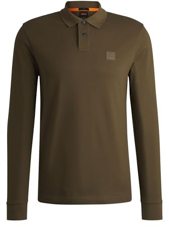 BOSS Mens Passerby Stretch-Cotton Slim-fit Polo Shirt with Logo Patch