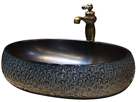Aufsatzwaschbecken Oval,Aufsatzwaschbecken Stein,Handwaschbecken Klein Gaste Wc,Handwaschbecken Armatur,Waschbecken(60 * 40cm), Suit