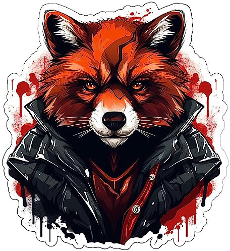 Samunshi Fuchs Aufkleber Autoaufkleber für Motorrad Fahrrad Roller oder Auto Sticker Fahrrad MTB Mountainbike Rennrad Grunge Schwarz Rot Graffiti (23x25cm Fuchs)