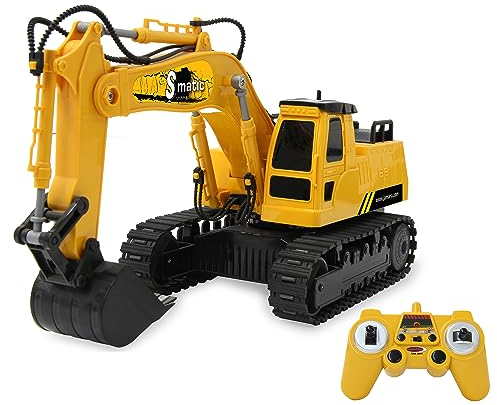 JAMARA Bagger S-Matic 2,4GHz -Raupenantrieb, 360° Turmdrehung, Laden/Entladen, Gelb