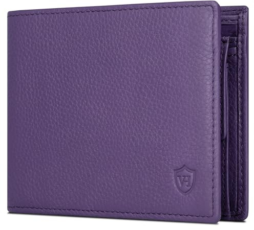 VON HEESEN Leder Geldbörse RFID Schutz I Echtleder Geldbeutel für Damen & Herren I Portemonnaie Brieftasche Wallet Portmonee (Violet)