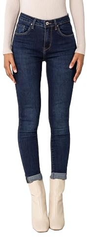 Nina Carter P078 Damen Skinny Fit Jeanshosen High Waist Jeans Used-Look