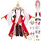DJFOG Frauen Yae Miko Cosplay Kostüm Outfit mit Perücke Hut Spiel Charaktere Genshin Impact Uniform Kleid Full Set Halloween Party Kostüm,Rot,XL