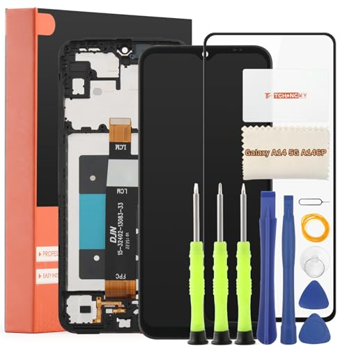TGHongKy Écran pour Samsung Galaxy A14 5G Ecran Tactile LCD Remplacement pour Ecran pour Samsung A14 5G A146U A146P Complet Assemblé Digitizer avec Outils de Réparation(Noir avec Cadre