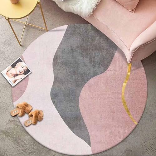 YOY-FS Tappeti minimalisti 80cm 100cm 120cm 160cm 180cm 200cm Tappeti per Soggiorno Rotondi Rosa Cipria Tappetini Lavabili Grigi e tappeti per Camera da Letto Soggiorno Sedia per Computer