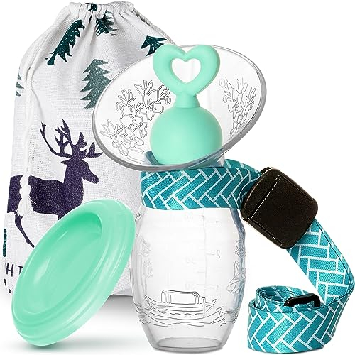 BumbleBee Manual Breast Pump Collector for Breastfeeding with Neck Strap, Cap, Stopper and Storage Bag, Made of Food Grade Silicone 3.04oz/90ml