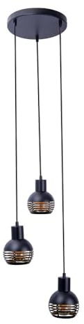Näve Pendelleuchte Hängelampe Esszimmerleuchte Deckenlampe Schwarz Gold 3-Flammig
