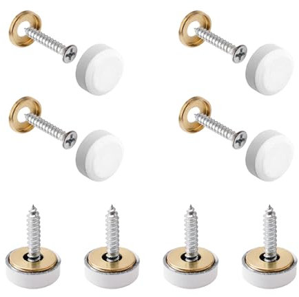 INCREWAY Mirror Screws,16 Sets 16mm Copper Mirror Polished Mirror Nails with Decorative Caps Covers,White
