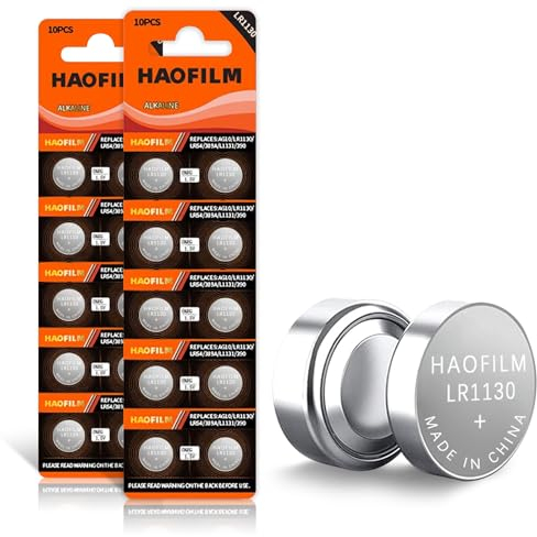 HAOFILM LR1130 AG10 SG10 389 LR54 LR1131 SR1130 Premium Alkaline Battery,1.5V Round Button Coin Cell Batteries (20 Pack)