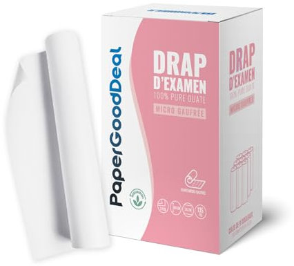 9 rouleaux de 135 feuilles drap d'examen grande largeur 60cmx35cm micro gaufré 100% pure ouate drap hygienique pour ésthétique gynécologie pédiatrie thérapie confort optimal Qualité proféssionnelle