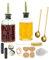 2pcs café bar distributeur de sirop de café, 7 OZ simple verre sirop bouteille set, accessoires de bar à café avec bec verseur en métal, idéal pour sirop de café, condiments, bar à café et étiquettes