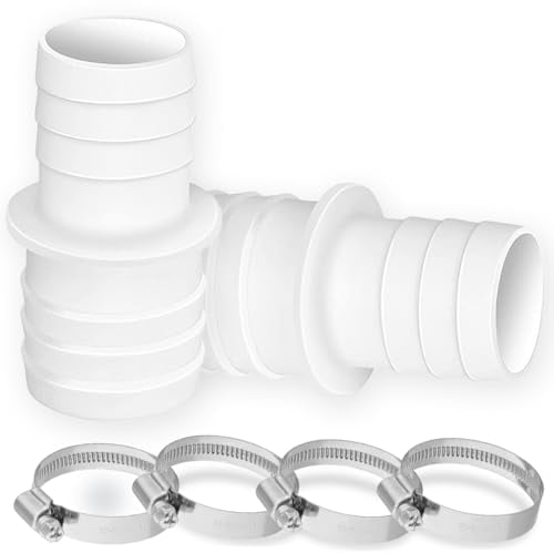2PCS Schlauchverbinder 32mm auf 38mm Ø Set mit 4 Schlauchschellen,Pool Schlauchadapter 38 auf 32,Poolschlauch 38mm Verbinder,Pool Adapter 32 auf 38,Schlauchverbinder 38mm,Schlauchtülle 38mm(Weiß)