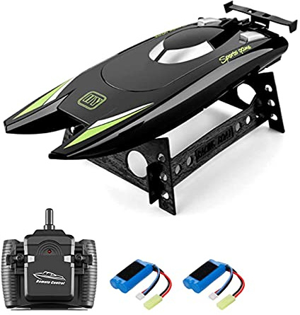 Hylukon 2.4G Remote Control Boat for Pools/Lakes/Seaside, 15+ MPH High Speed Racing Boat with Dual-motor, 2 CH 100M Self-righting RC Boats Low Battery Reminder, Gift for Teens Adult