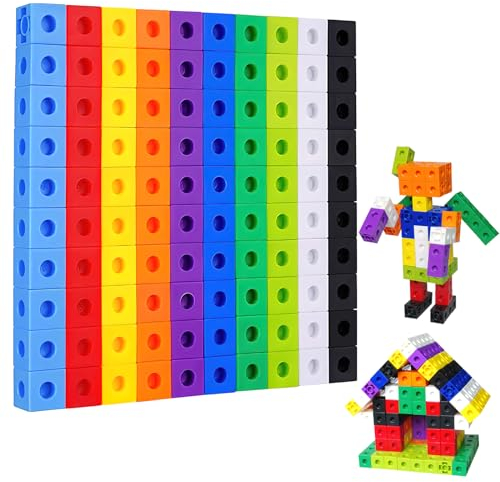 BRISKORE Steckwürfel Grundschule 100 Stück Mathe Würfel Zahlenblocks Rechenhilfe Grundschule Stecksteine Kinder Rechenwürfel Grundschule Geschenk ab 3-8 Jahre Jungen Mädchen