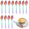Aoreun Regenbogen Teelöffel, 12 Stück Edelstahl bunte Titanbeschichtung Kaffeelöffel, 14 cm handpoliert Teelöffel Regenbogen Dessertlöffel besteck bunt regenbogen besteck für Kaffee, Tee, Dessert