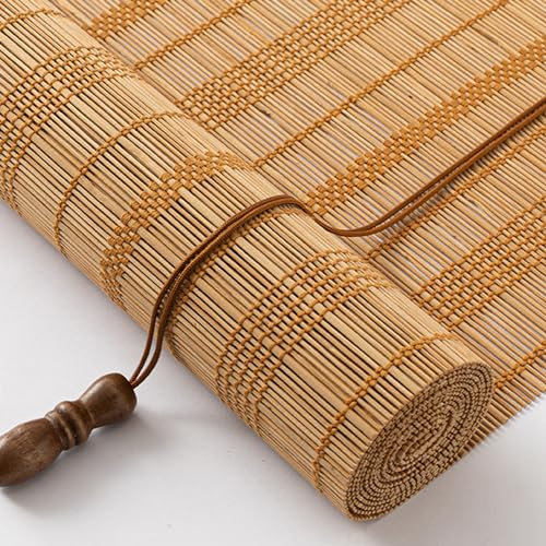 MZZHEDIE Bambus Rollo,Natürlicher Bambusvorhang,Raffrollos mit Bambusfilter,Dekorative Vorhänge mit UV-Schutz,Holzrollos,Verdunkelungsrollos,für Teehaus/Garten/Balkon/Drinnen (W90×H180cm(35×71in))