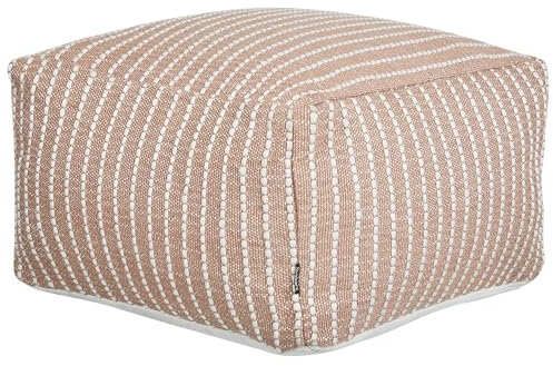 Beliani Pouf Sitzpouf Goldbraun/weiß 50x50 cm quadratisch mit EPS-Füllung Boho Zahri