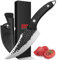 SHAN ZU Chef's Knife Handmade Forged Kitchen Knives with Leather Sheath High Carbon Steel Boning Knife Cooking Knife with Full Tang G10 Waterproof Handle, Professional Chef Knife for Home and Outdoor