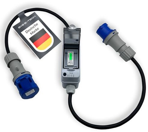 Mobile Stromzähler Box 230V [MID 24] mit 16A CEE Stecker und Kupplung, digitaler Stromzähler, ideal für Camping, Baustelle und Elektrofahrzeuge