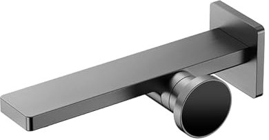 BiaoTeng Waschbecken Unterputz Armaturen Wandmontage Einloch Heiß und kalt, Messing G1/2 Anschluss Wand Waschtischarmatur Bad Grau