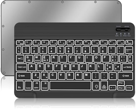 IVEOPPE Tastiera Bluetooth Retroilluminati Samsung/iPad, Tastiere Wireless per Tablet Compatibili con Samsung/Windows/Android/iOS/iPad/iPad Pro/iPad Air/, iPhone e Altri Dispositivi Bluetooth, Nero