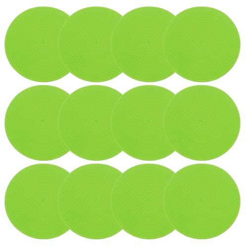 PATIKIL 9 Inch Poly Spot Markers, 12Pcs Non Slip Rubber Floor Dots with Storage Bag Flat Agility Cones for Sports Training Basketball Football, Green