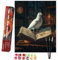 Bougimal Peinture par Numéros Animaux adultes avec pinceaux et peinture acrylique - 40 x 50 cm, Sans Cadre, Colombe blanche et livres