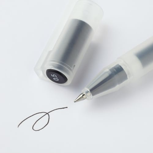 MUJI 無印良品 Gelschreiber, 0,5 mm Spitze, 10 Stück, Kappen-Stil (schwarz)