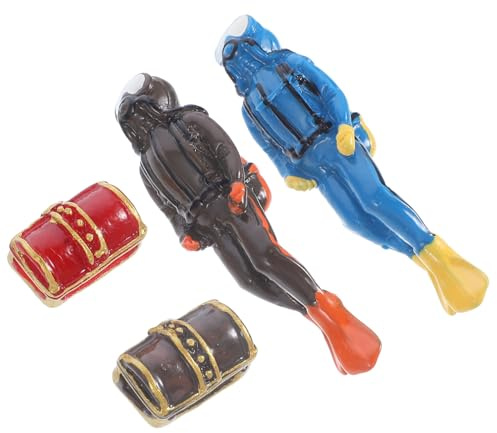 GLEAVI 3 Sätze Tauchermodellschatzkiste Aquarium Bronze Uv Dekorationen Für Aquarien Fisch Mini Tauchen Miniaturfiguren Menschen Taucher Mini Tauchern Harz Rot 4 Stück * 3