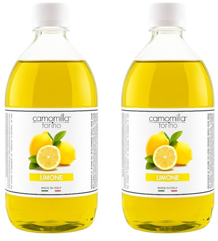 Ricarica Diffusore per ambienti 2000 ml Camomilla Torino.Italy (Limone) Confezione Da Due Flaconi da 1000ml - Essenza Concentrata per Diffusori e Deodoranti Ambienti