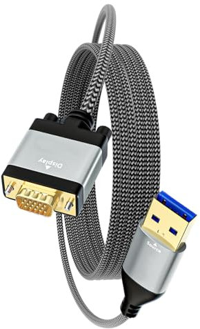 Oxxggkao Cable convertidor USB 3.0 macho a VGA macho, 5 Gbps, transferencia de datos, reconocimiento automático para sistemas