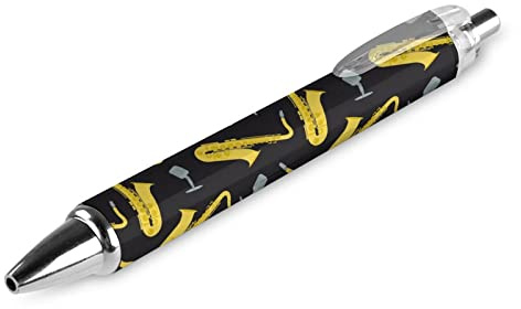 Lrtyuasq Saxophone and Microphone Retractable Ballpoint Pen 0.5 Micro Point Flexible Round Barrel for Writing Comfort