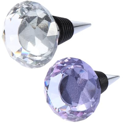 FIXOSHEE 2 Stück Kristall Weinflaschenverschluss Diamant Design mit Silikondichtung Wiederverwendbar für Wein Sekt Bar und Hochzeit Frischhalteverschluss für Weinflaschen