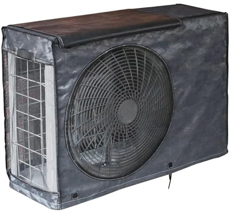 Abdeckung Wärmepumpe, PEVA Klimaanlage Abdeckung, Schnee und Sonnenbeständig, Vollständig Abdeckung Wärmepumpe Pool mit Atmungsaktivem Netzgewebe(Black,86x33x56cm/34x13x22in)
