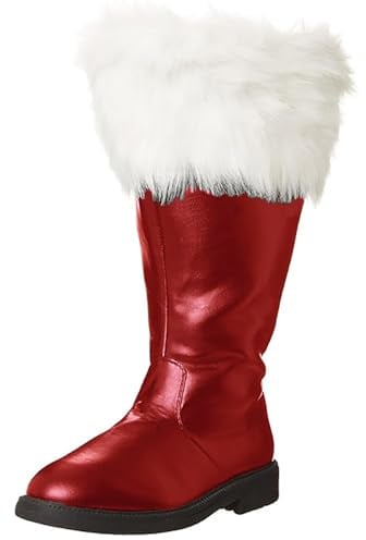 Stivali Babbo Natale Uomo 43-49 EU in Pelle Impermeabili Copri Stivali Carnevale Invernali Caldo Copristivali Pirata Elegante Scarpe da Neve Casual per Trekking Montagna Caccia Lavoro,Rosso,47