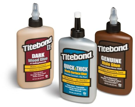 Titebond Set Hautleim Quick & Thick Dark Wood Glue Holzleim 3x 237ml | Starker Holzkleber für Möbelbau & Holzverbindungen | Ideal für DIY, Heimwerken & Holzprojekte | Schnelles Aushärten