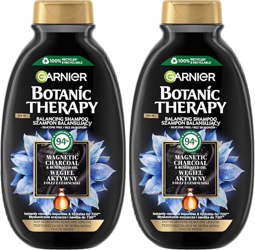 Garnier Botanic Therapy Aktivkohle und Schwarzkümmelöl Haarshampoo 400 ml (Packung mit 2)